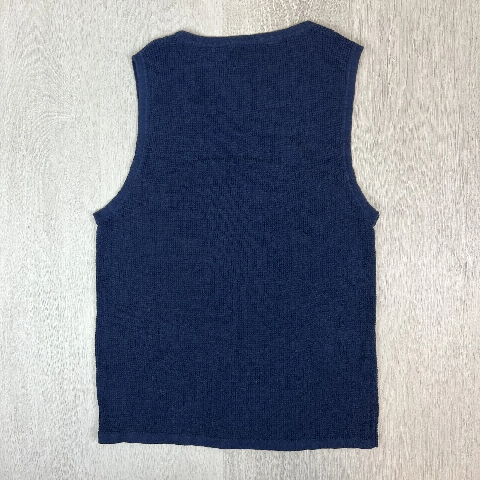 NTH Mens Navy Waffle Knit Singlet Tank Top Size Large