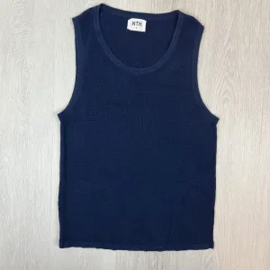 NTH Mens Navy Waffle Knit Singlet Tank Top Size Large