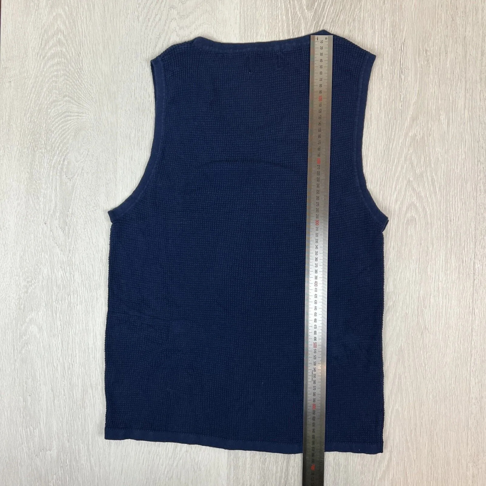 NTH Mens Navy Waffle Knit Singlet Tank Top Size Large