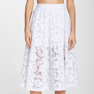 NWOT $295 Sz 2 ERIN Fetherston White Lace Short Slip Midi A Line Skirt