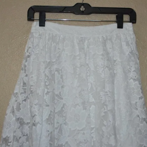 NWOT $295 Sz 2 ERIN Fetherston White Lace Short Slip Midi A Line Skirt