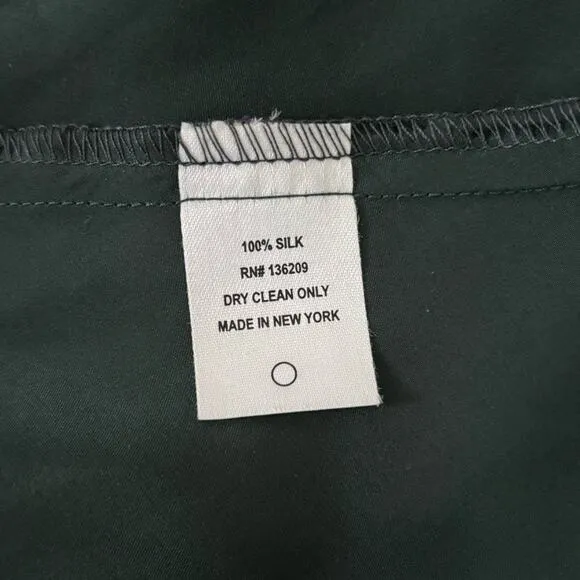 NWT Hatch Flutter Cami Slip Ruffle Silk Midi Dress Dark Green P One Size Petite