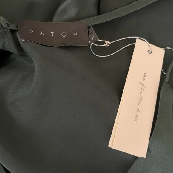 NWT Hatch Flutter Cami Slip Ruffle Silk Midi Dress Dark Green P One Size Petite