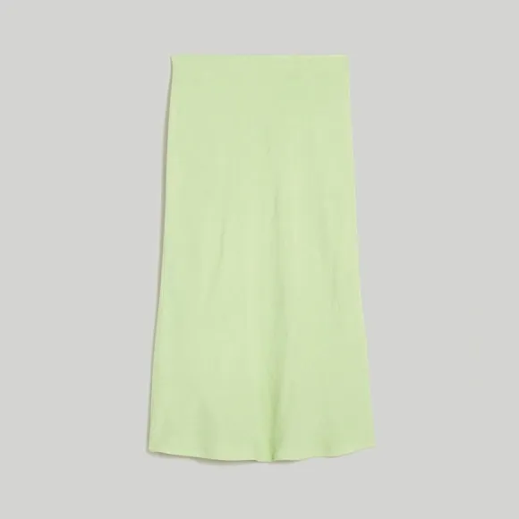 NWT Madewell The Layton Midi Slip Skirt - Size 0. Lime Green