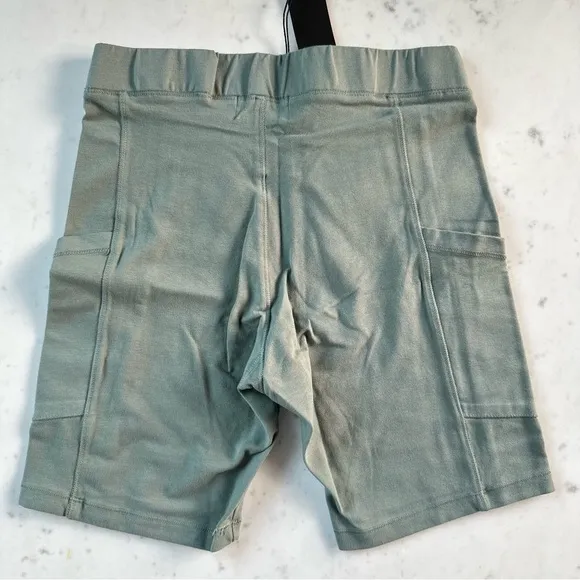 NWT Monrow Sage Green Biker Shorts with Pockets