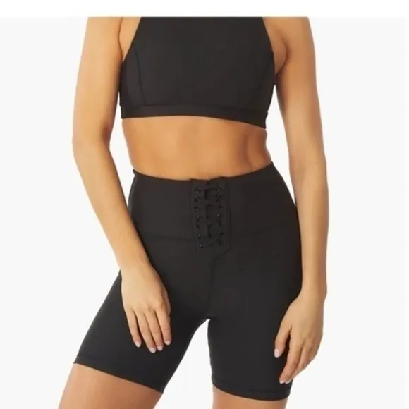 NWT WeWoreWhat Lace Up Biker Shorts 6.5” in Black Women’s Size M