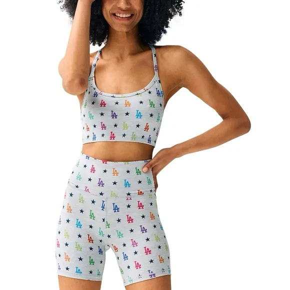 NWT Women's Los Angeles Dodgers Terez Gray Biker Shorts