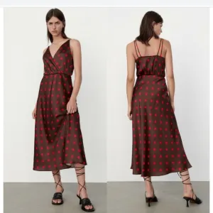 NWT ZARA  POLKA DOT SILKY SLIP MIDI DRESS BLOGGERS FAV SMALL