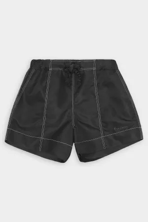 Nylon Drawstring Shorts in Black