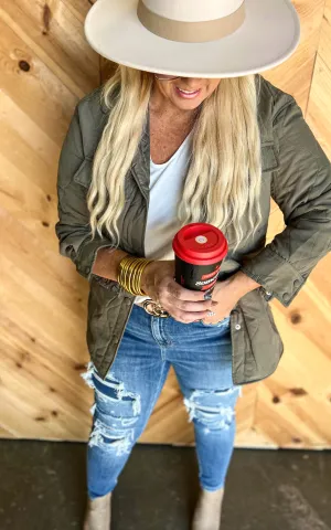 Nylon Quilted Shacket - Final Sale
