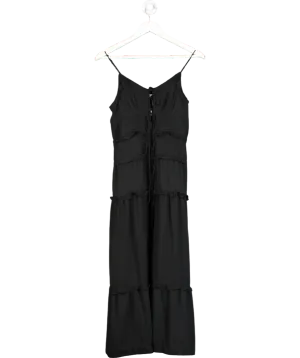 Oak   Fort Black Sheer Tie-front Midi Dress UK XS
