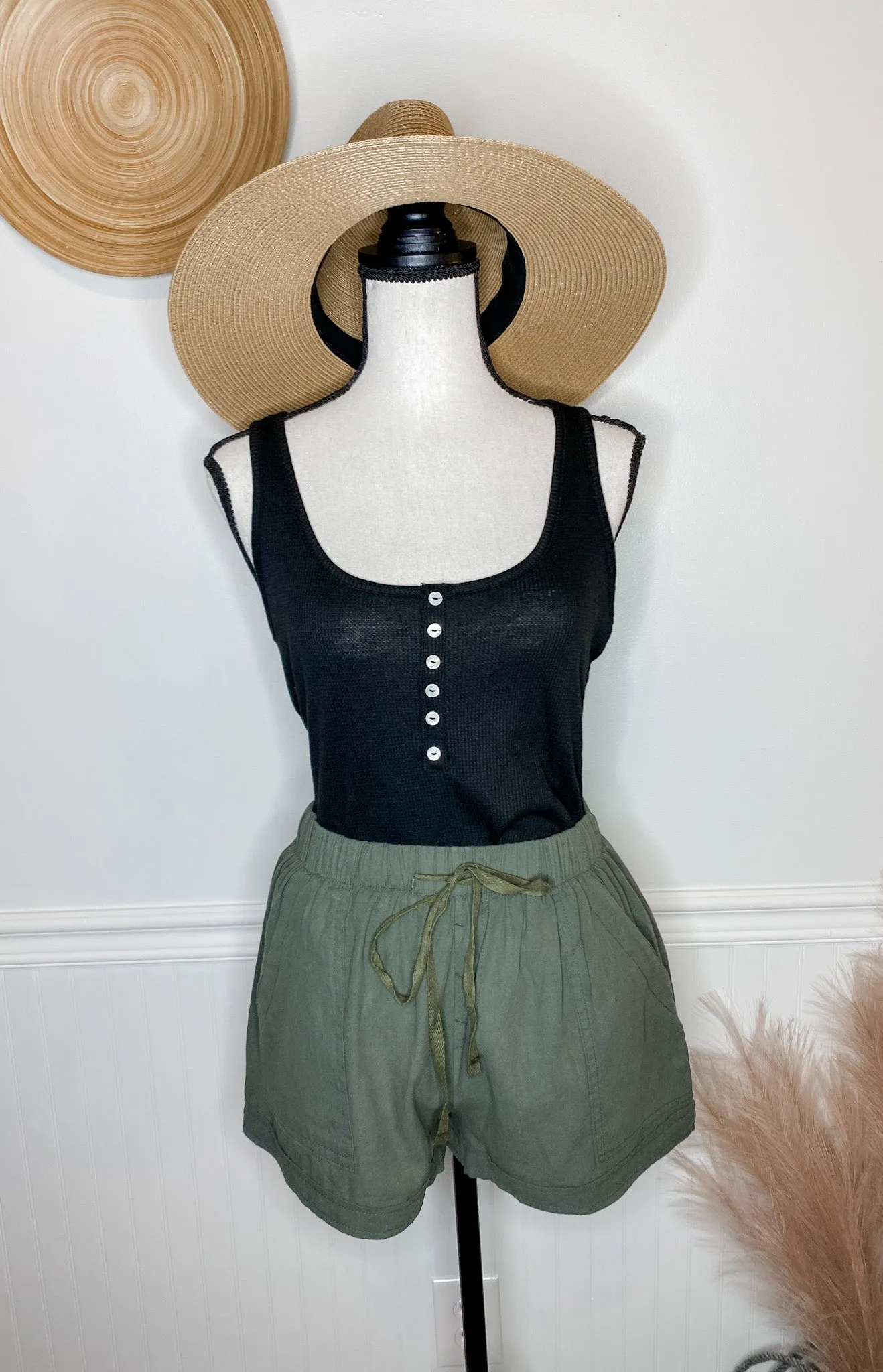 Olive Forever Drawstring Shorts