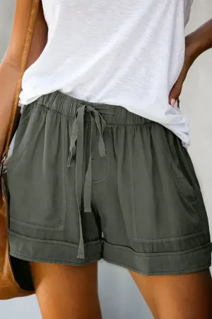 Olive Forever Drawstring Shorts
