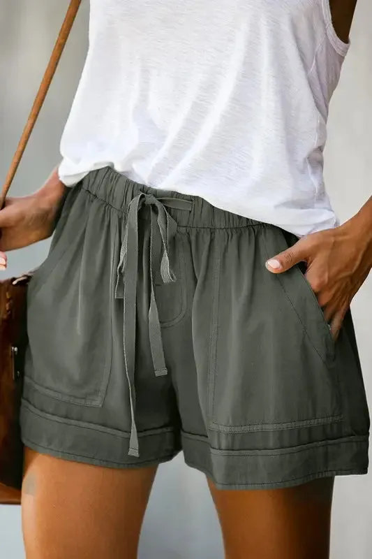 Olive Forever Drawstring Shorts