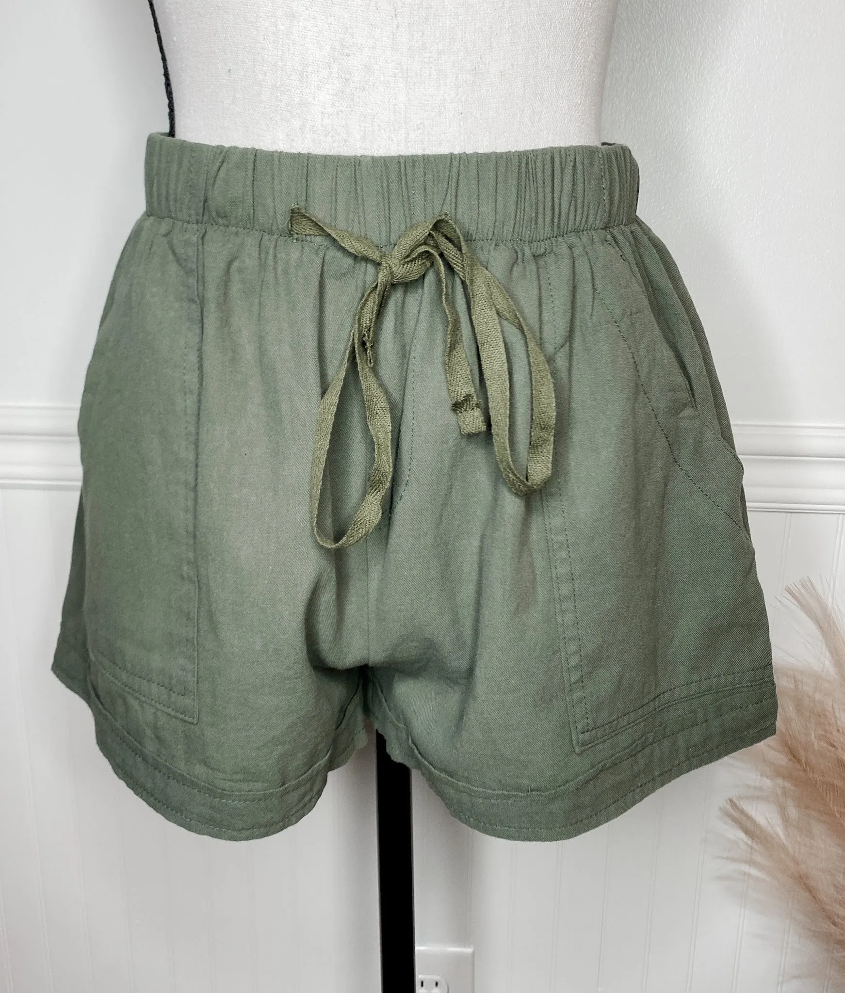 Olive Forever Drawstring Shorts
