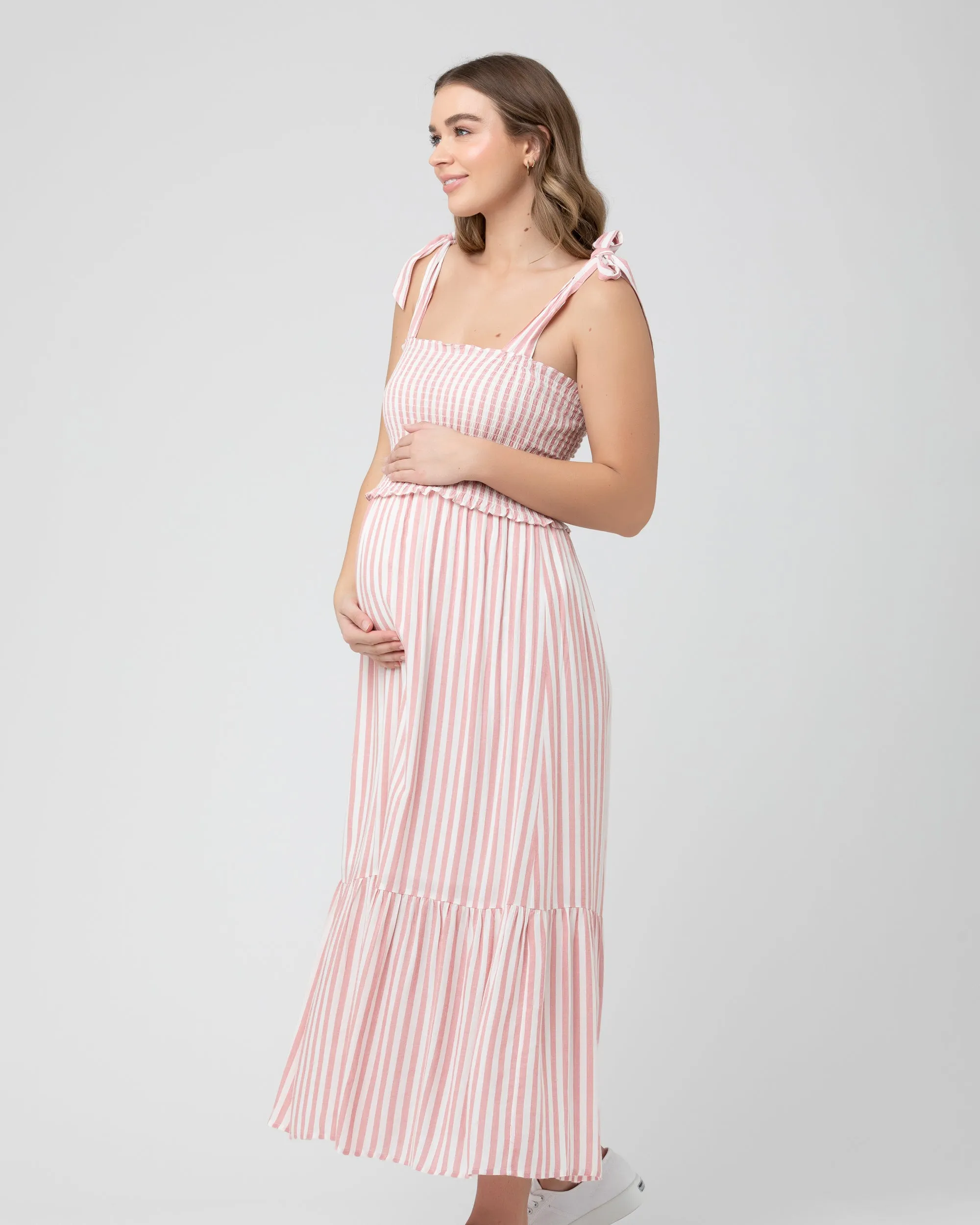 Ollie Smocked Dress Terracotta / White