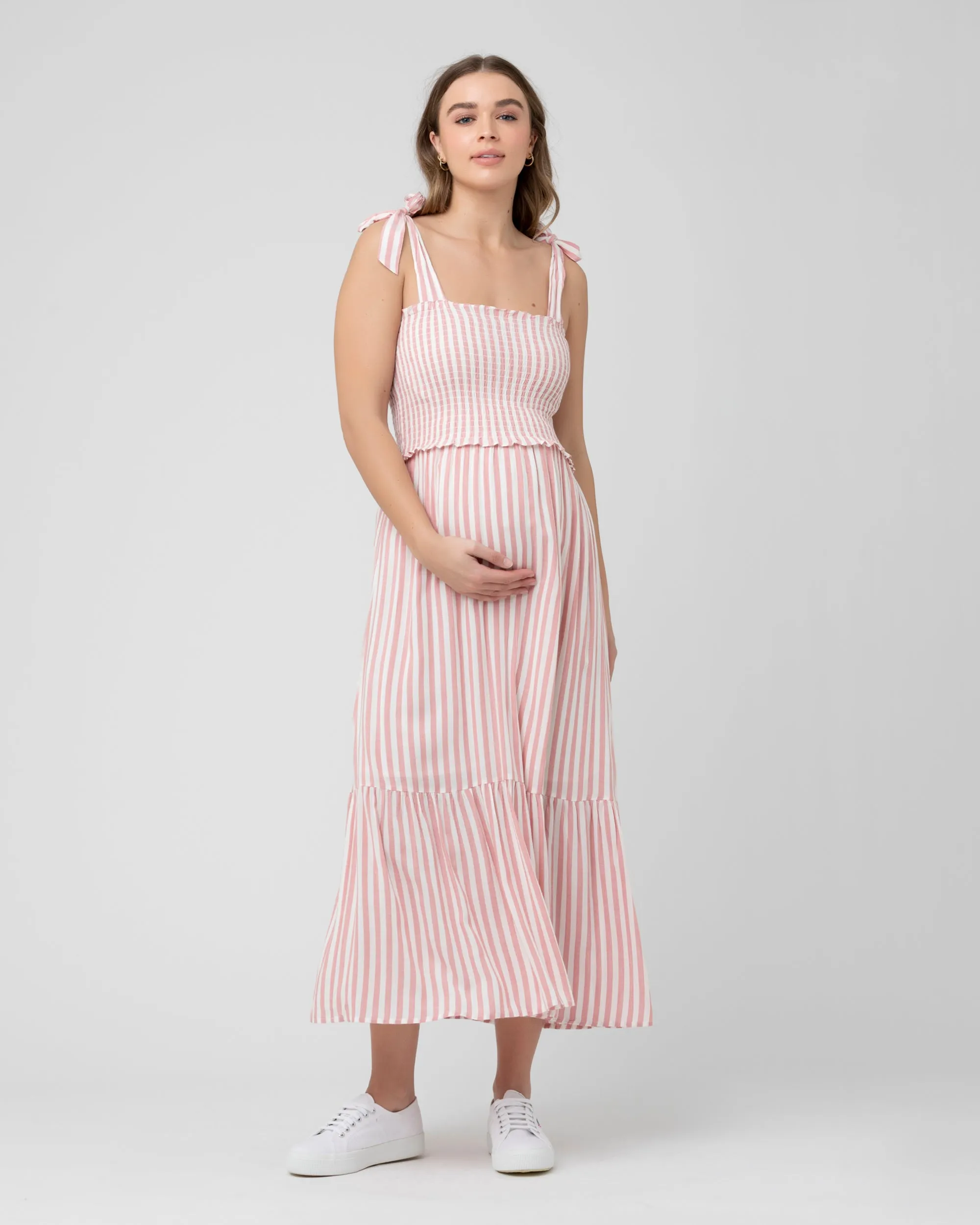 Ollie Smocked Dress Terracotta / White