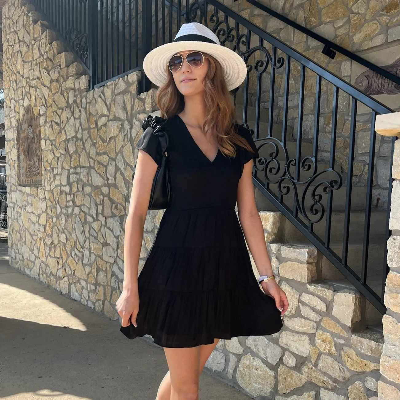 On Your Mind Short Sleeve Smocked Tiered Mini Dress