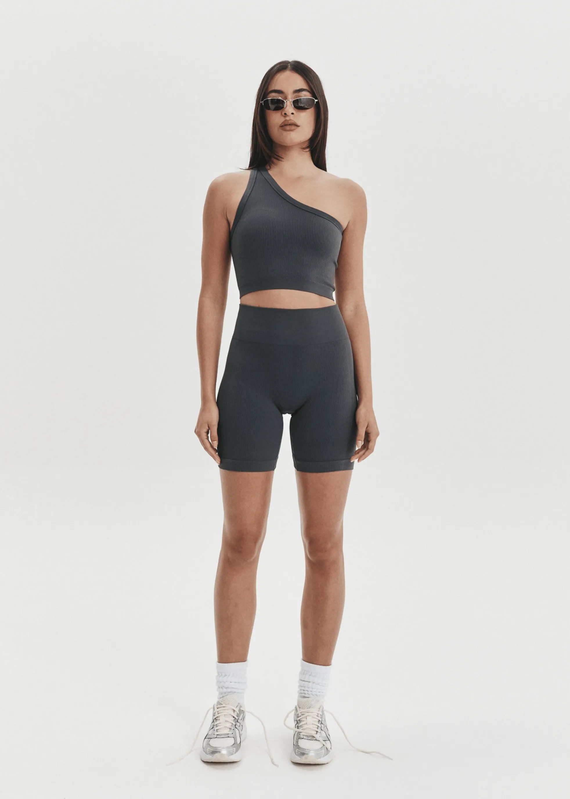 One Shoulder Bodice Crop - Slate