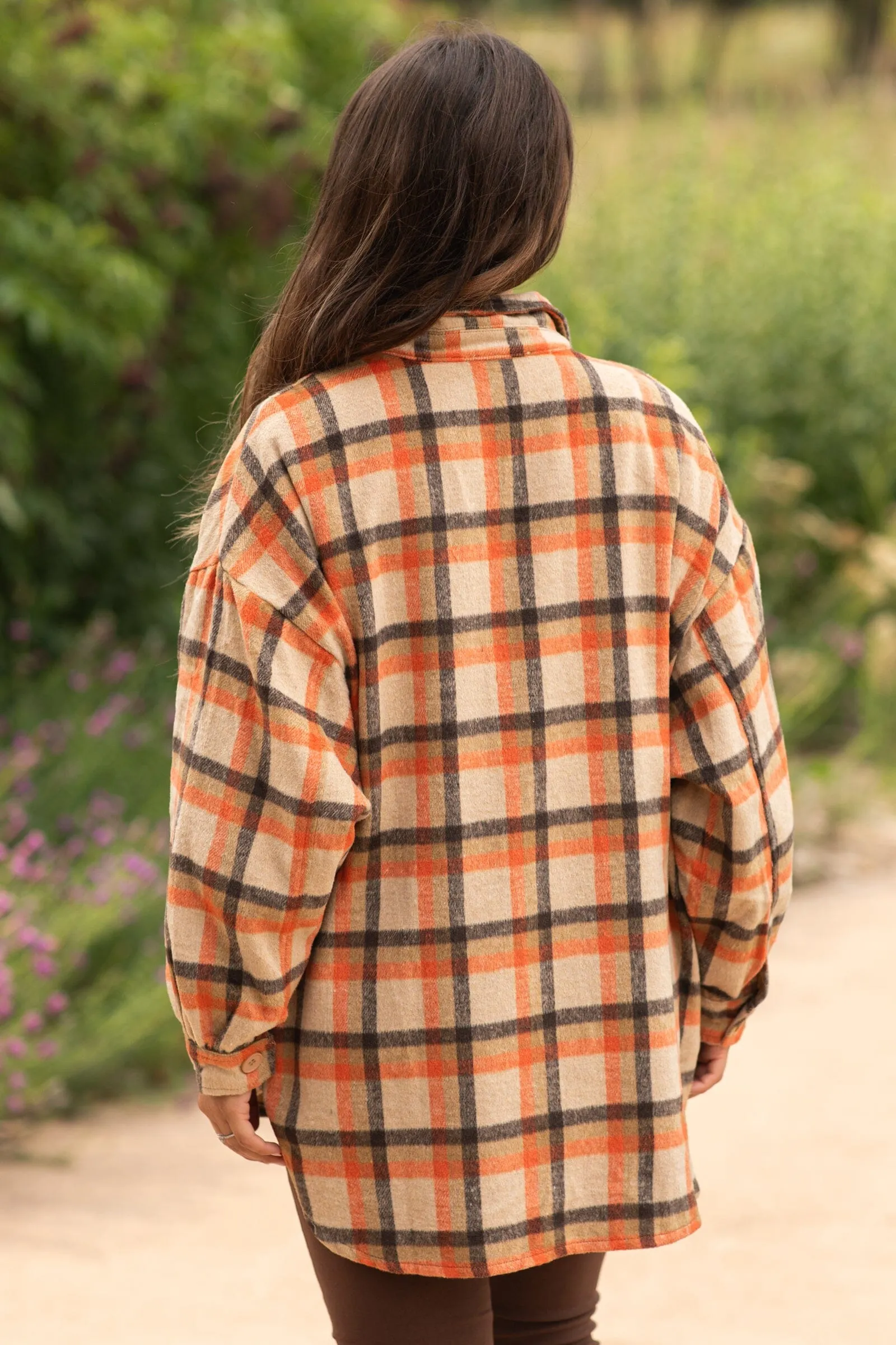 Orange and Tan Plaid Shacket