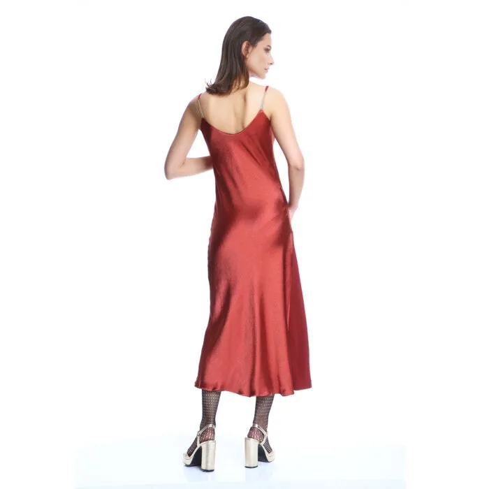Orange Midi Slip Dress