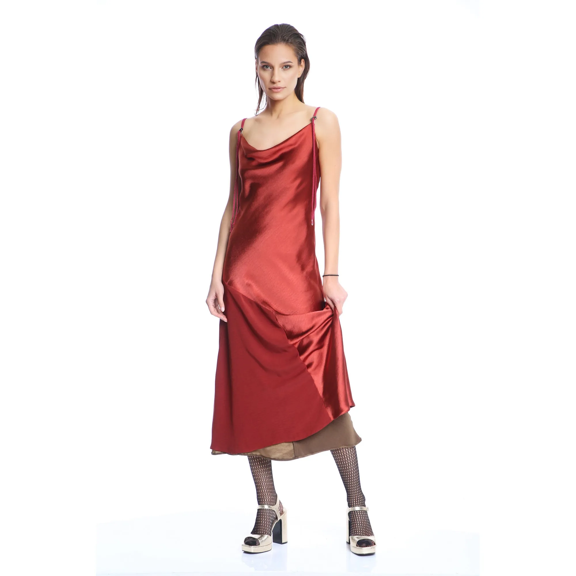 Orange Midi Slip Dress