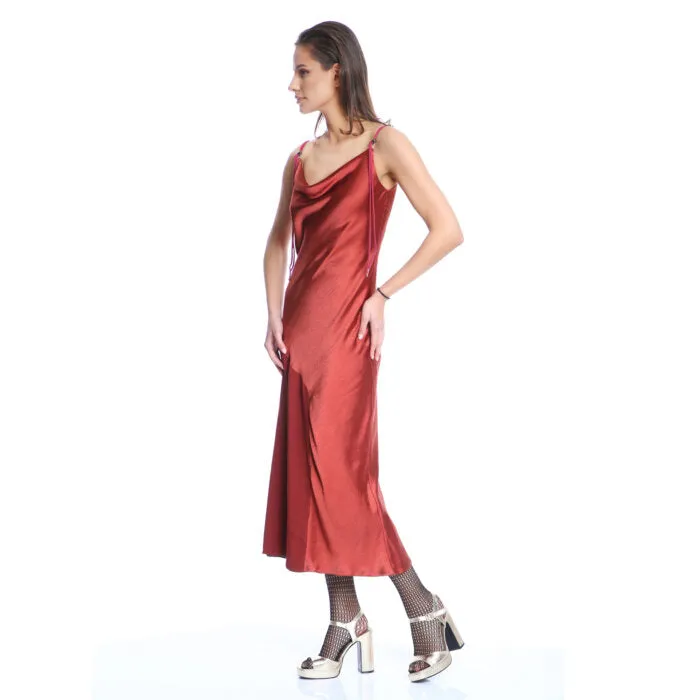 Orange Midi Slip Dress