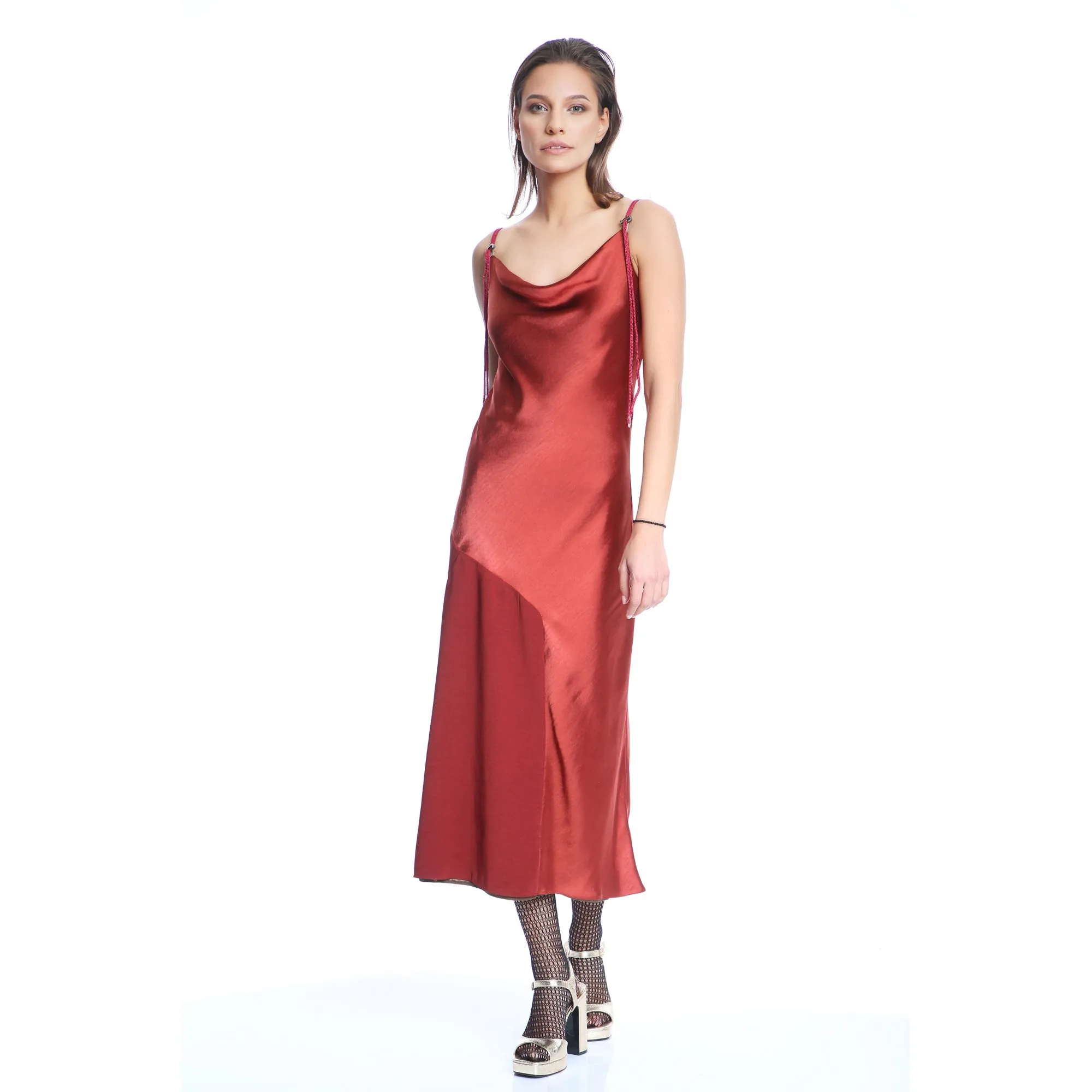 Orange Midi Slip Dress