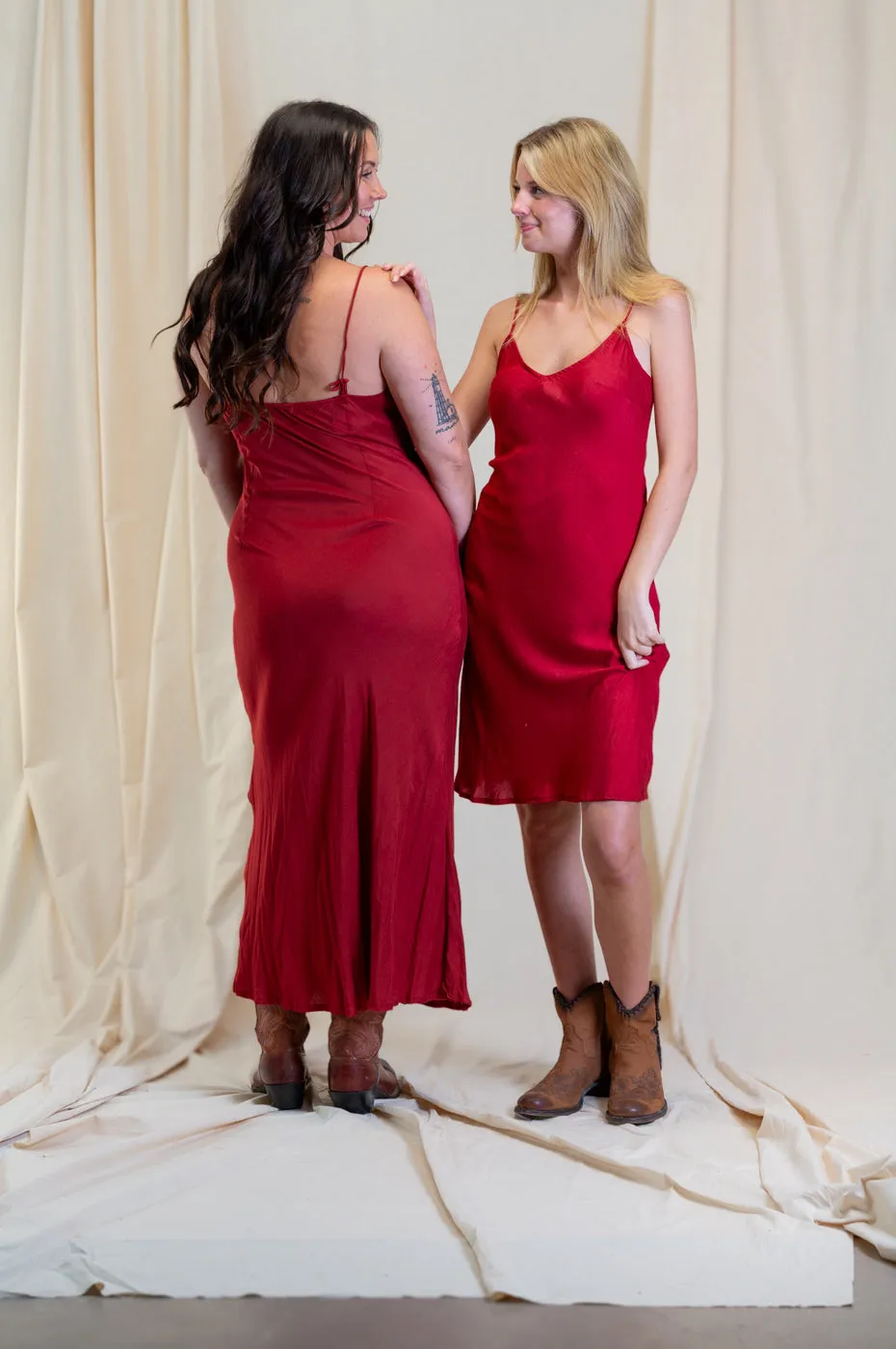 Otomo Silk Slip Maxi Red