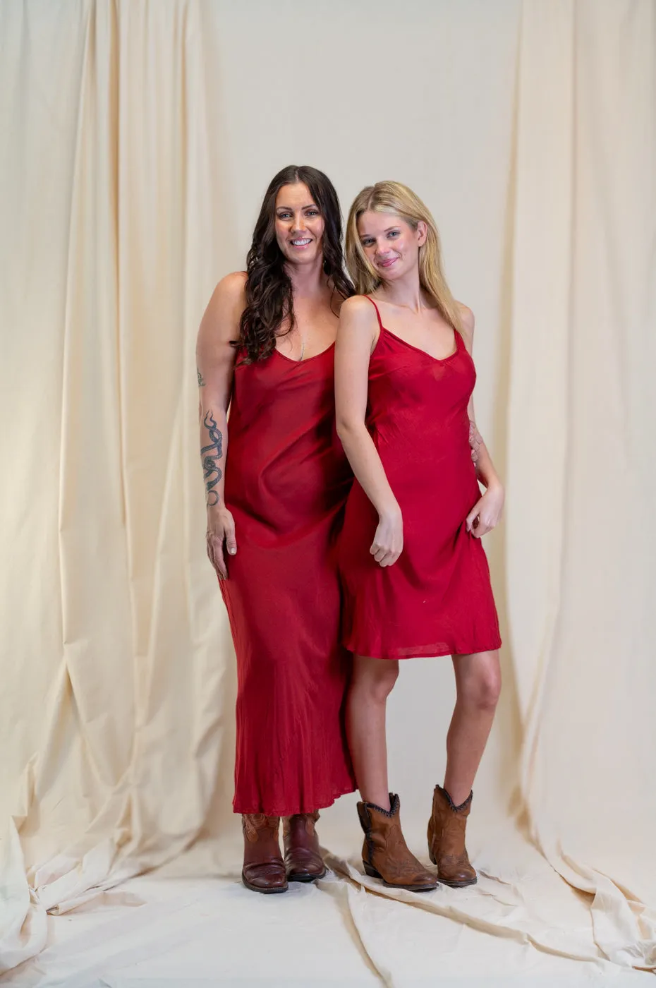 Otomo Silk Slip Maxi Red