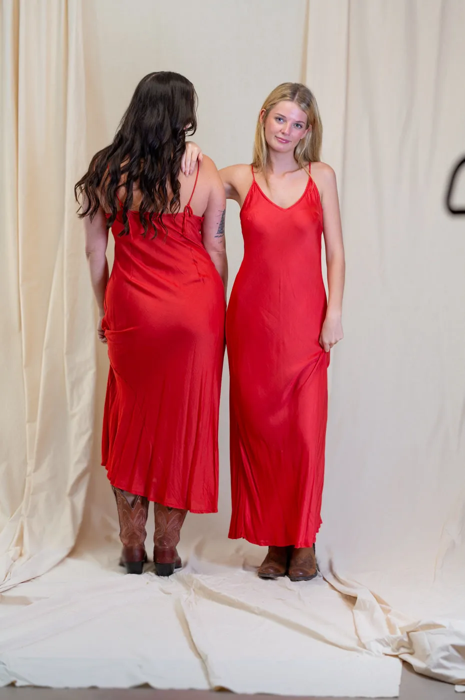 Otomo Silk Slip Maxi Red