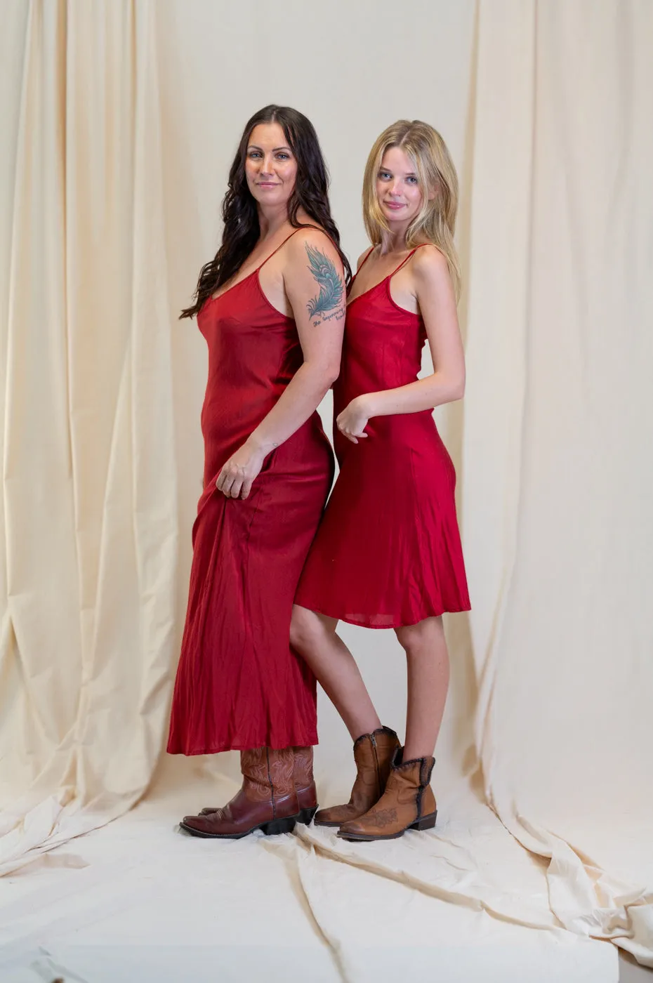 Otomo Silk Slip Maxi Red