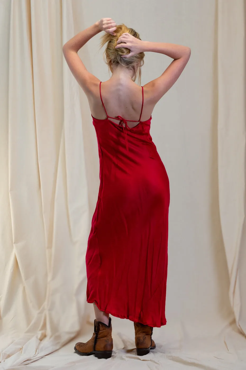 Otomo Silk Slip Maxi Red