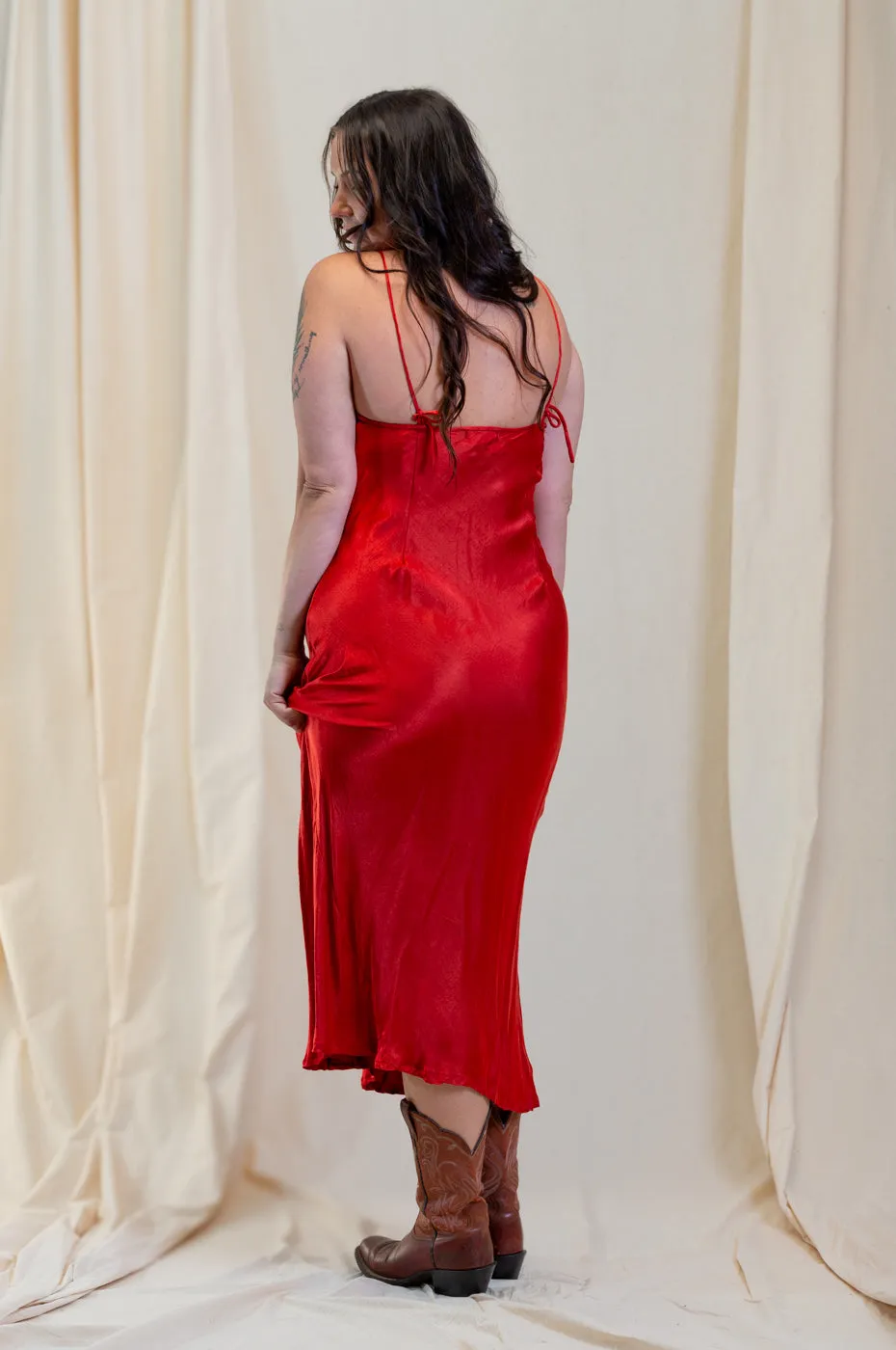 Otomo Silk Slip Maxi Red