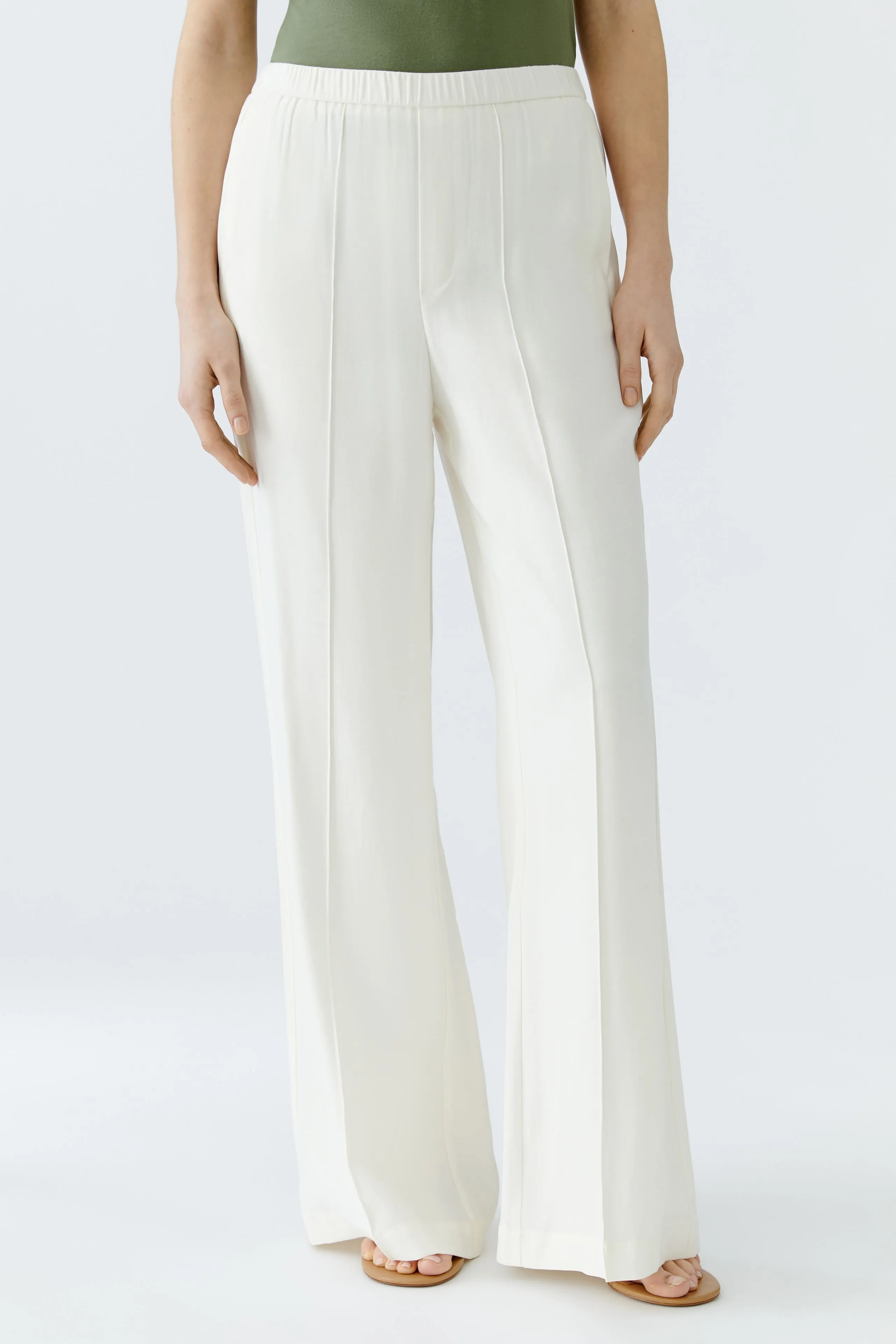 Oui Flowy Slip On Trousers With Elastic Waist