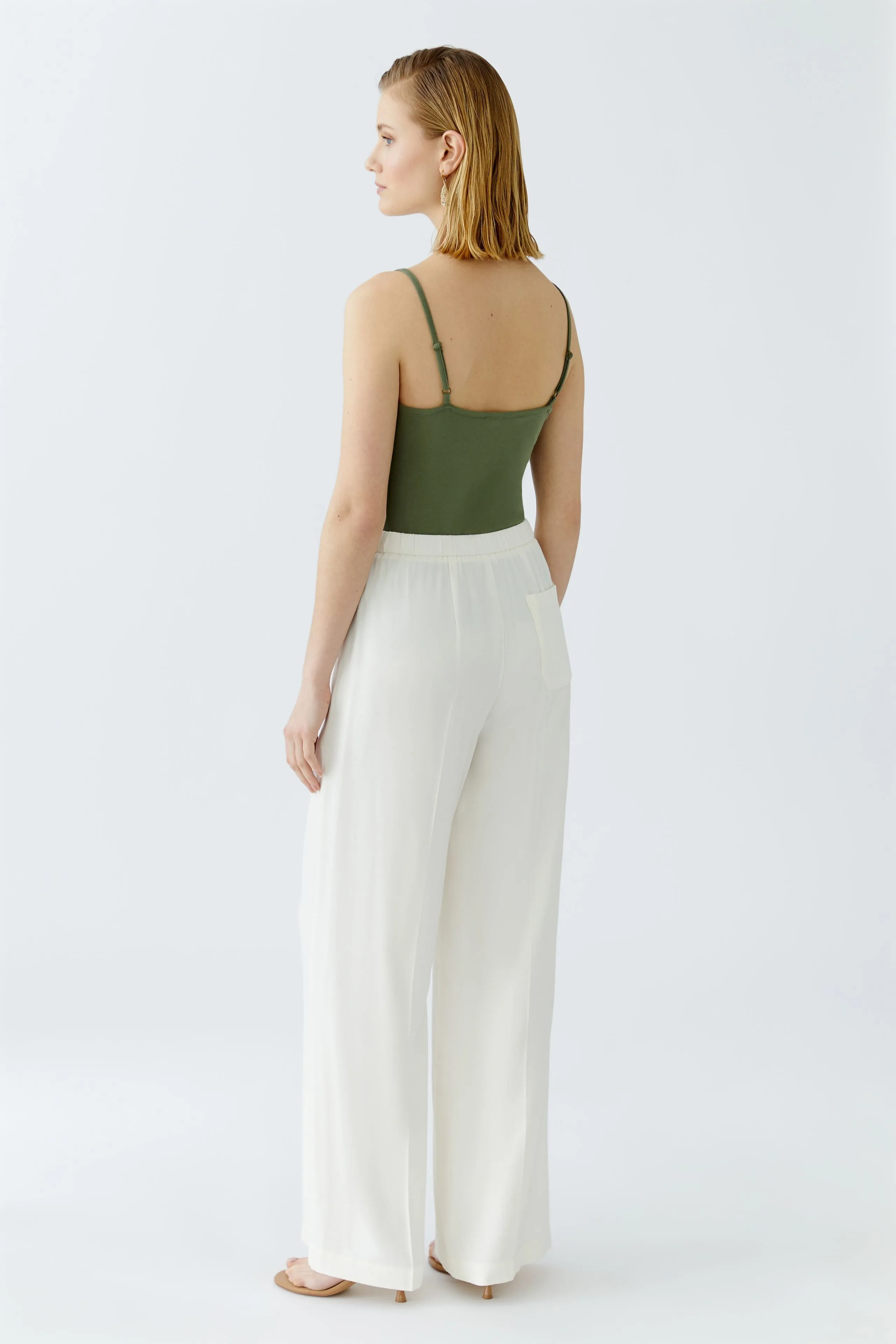 Oui Flowy Slip On Trousers With Elastic Waist