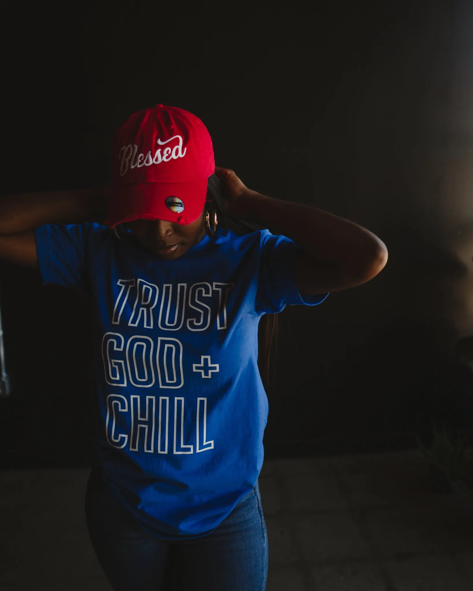 Outline Trust God   Chill Adult Box T-Shirt