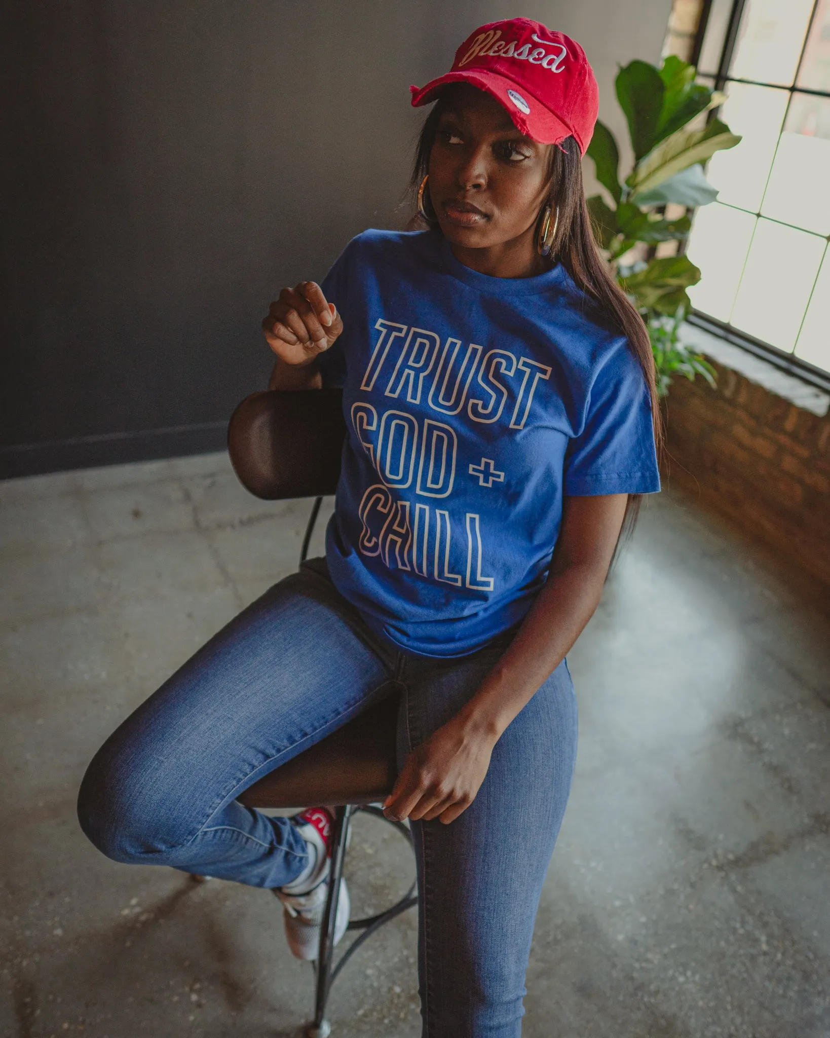 Outline Trust God   Chill Adult Box T-Shirt