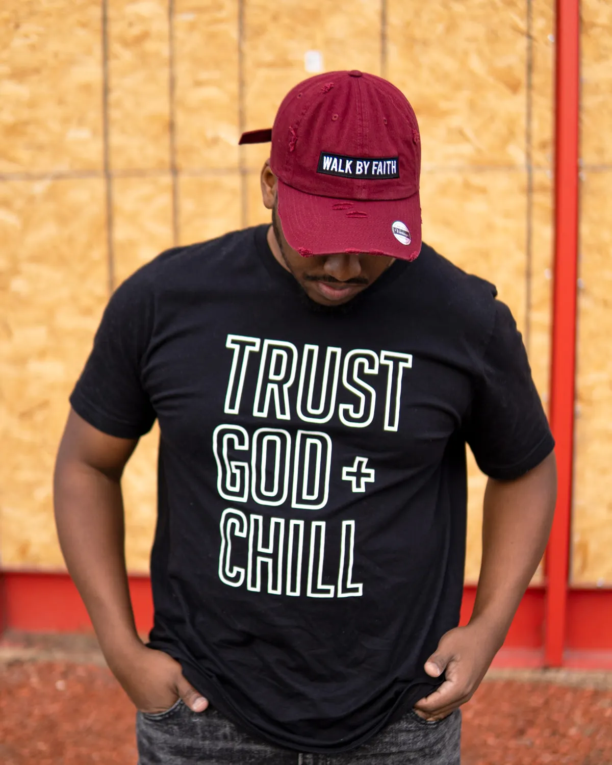 Outline Trust God   Chill Adult Box T-Shirt