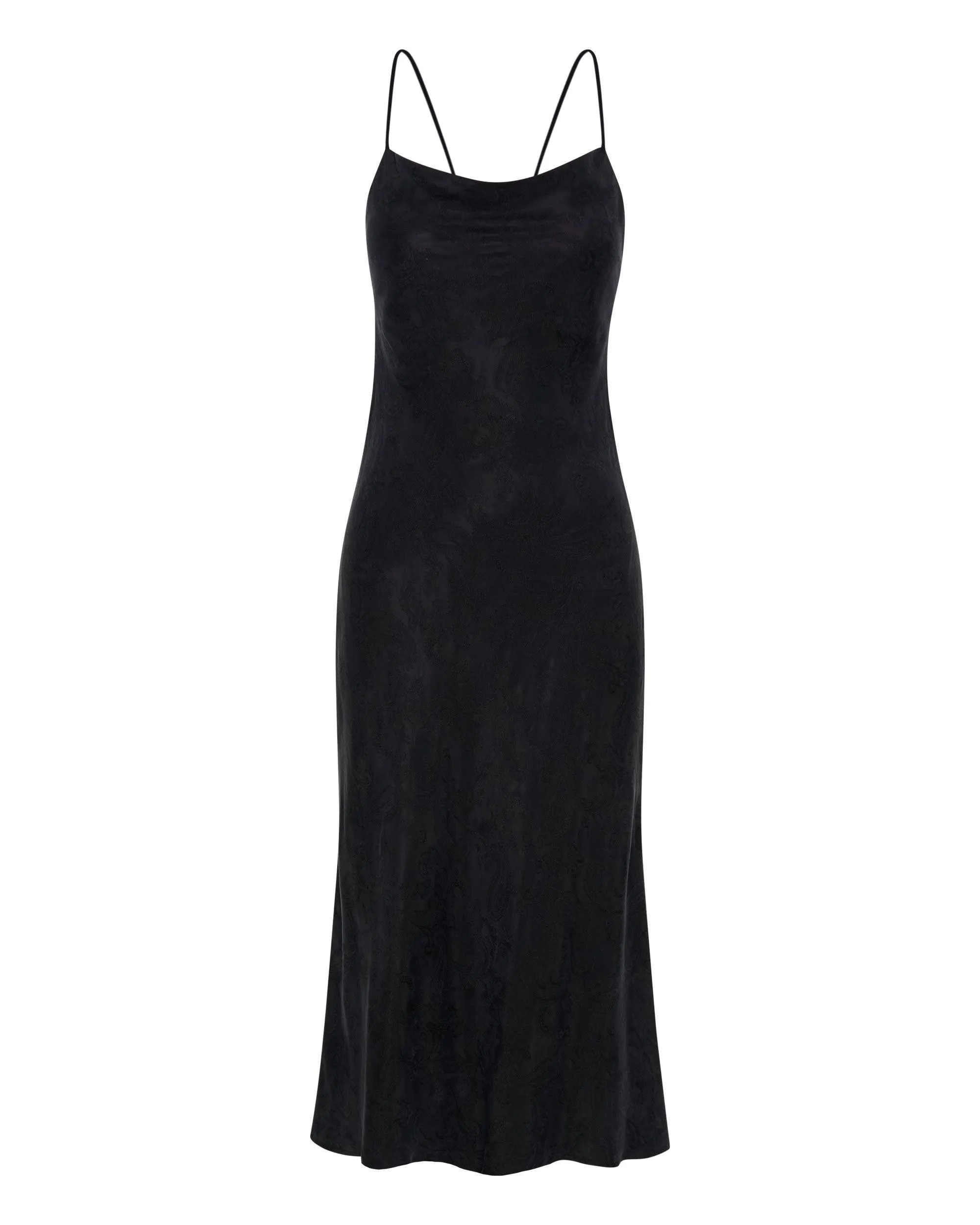 PAISLEY BIAS SLIP DRESS | BLACK