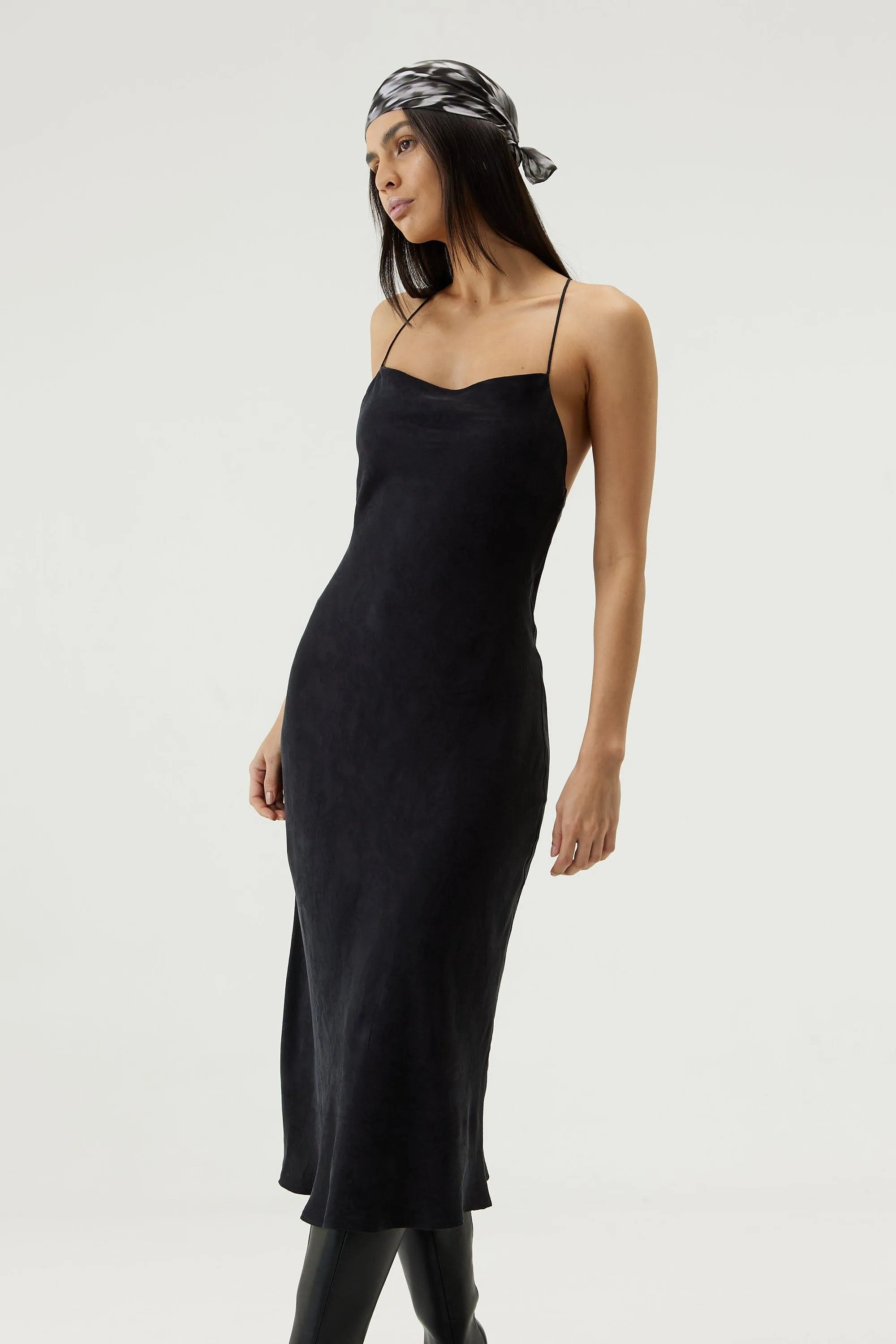 PAISLEY BIAS SLIP DRESS | BLACK