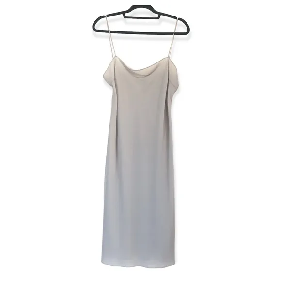 Pastel blue semi-sheer midi length Tahari slip dress women's size 14