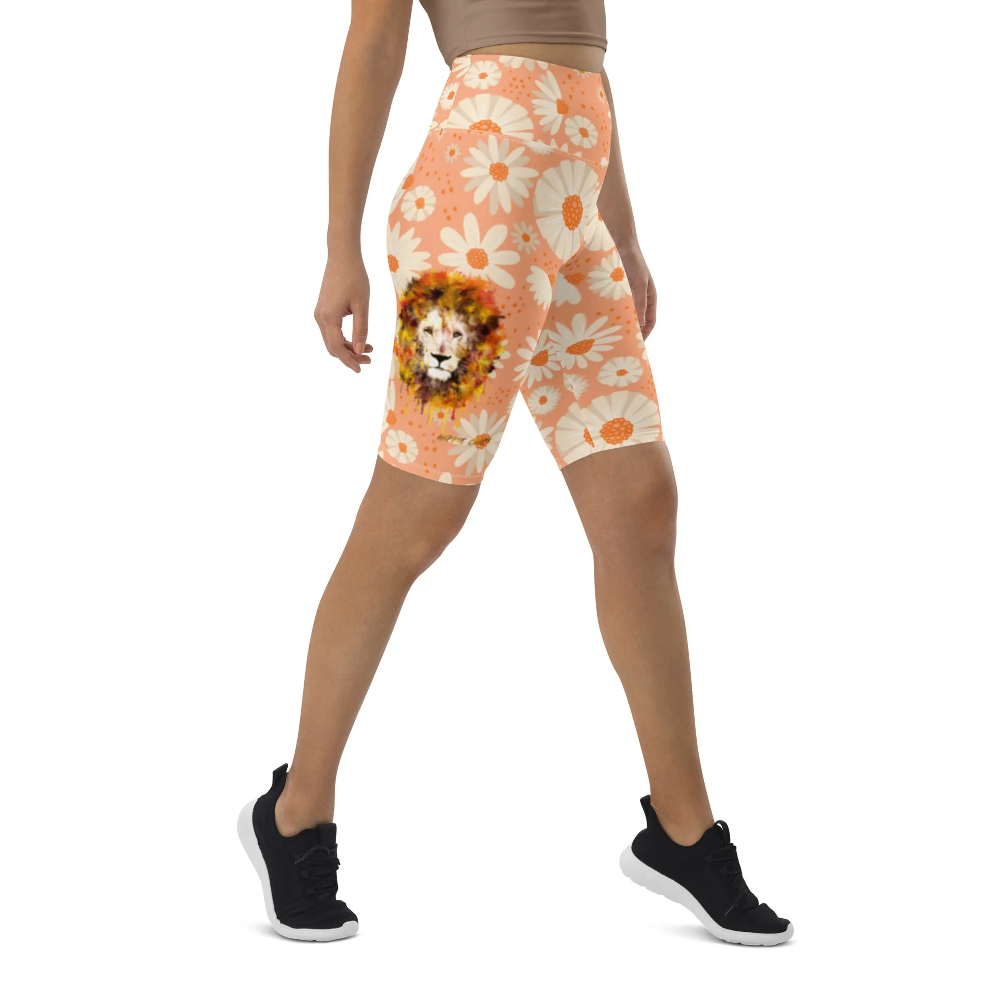 Peach Daisies Biker Shorts