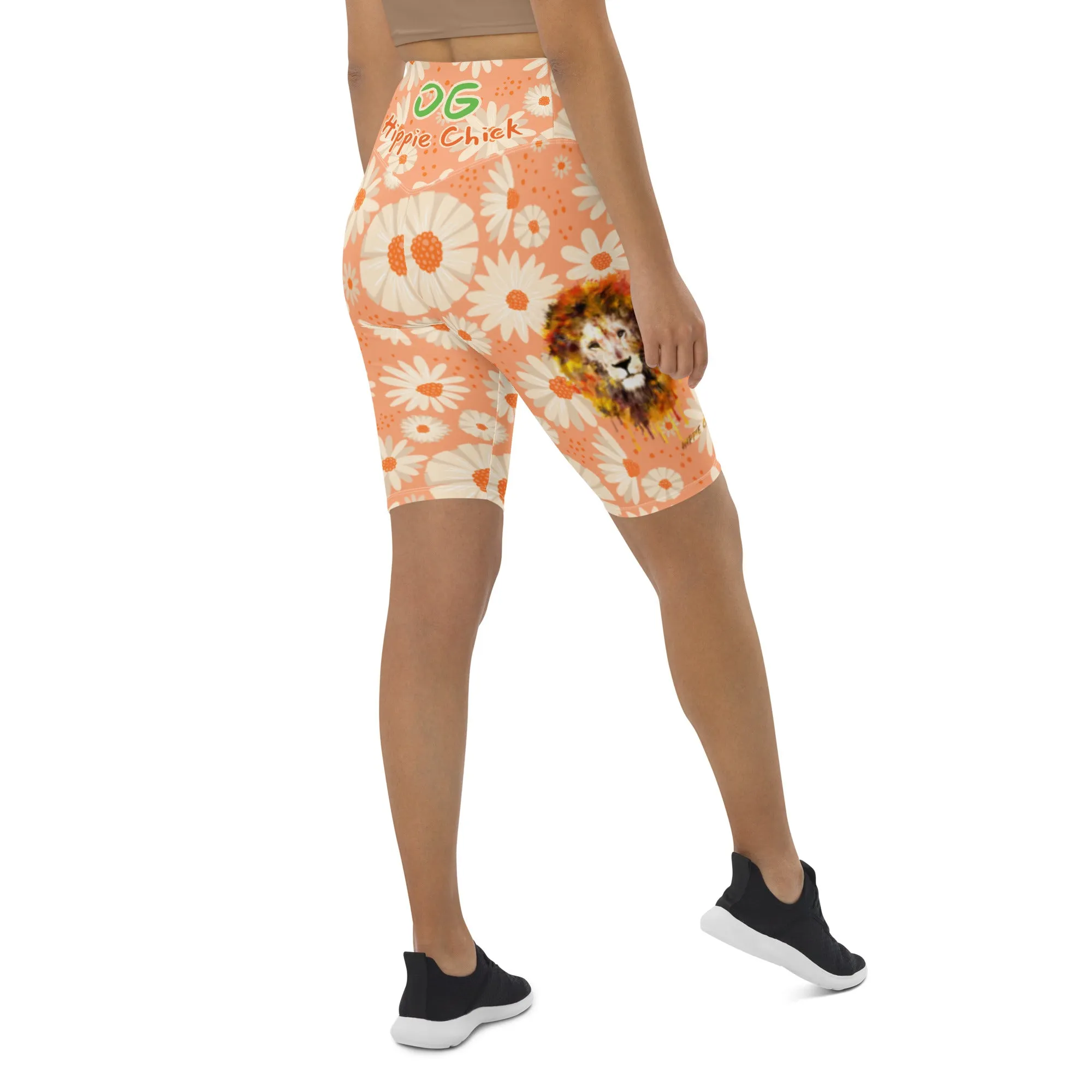 Peach Daisies Biker Shorts