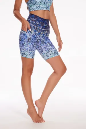 Peacock Energy Pocket Biker Shorts – Blue Bloom Gradient