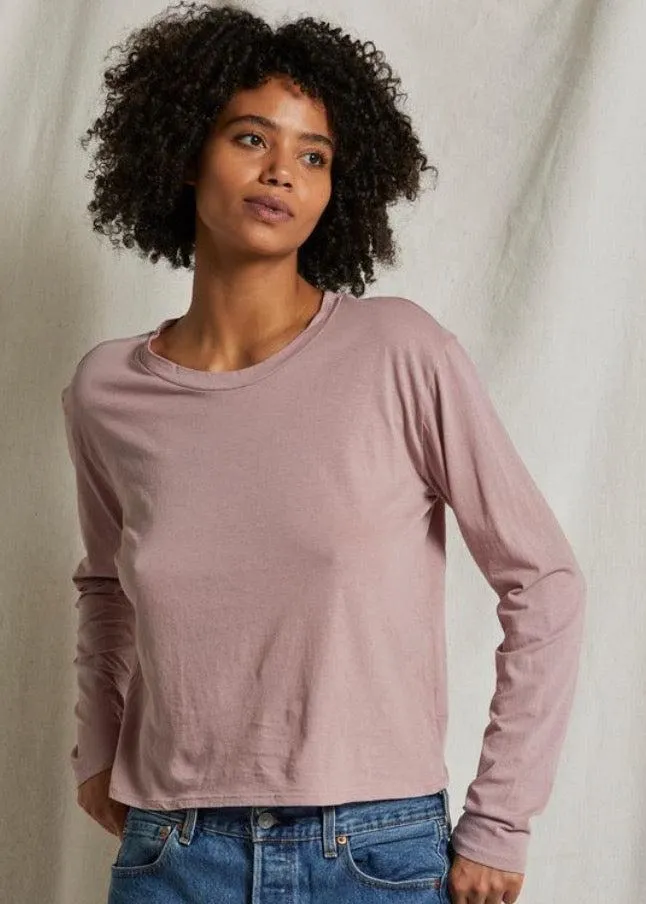 Perfect White Tee Axel Crispy Lightweight Cotton Box Long Sleeve Crew Tee Mauve