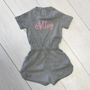 Personalised script grey girls playsuit - Summer