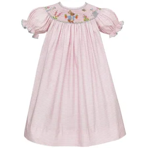 Petit Bebe Pink Stripe Peter Rabbit Hand Smocked Bunny Bishop Dress