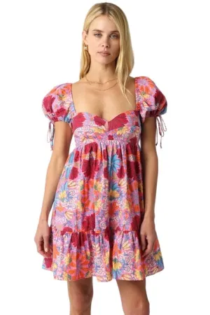 Pink and purple multi large flower dress