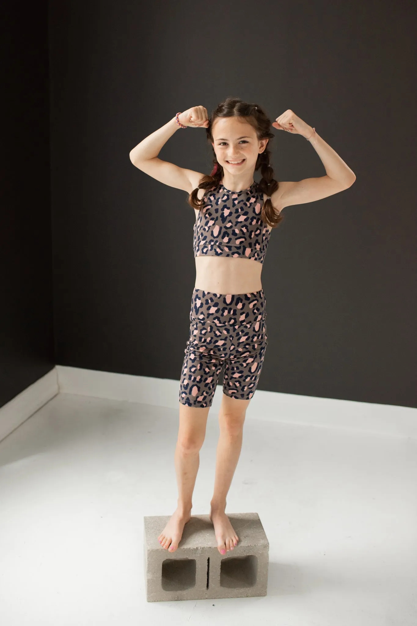 Pink Leopard Child Biker Shorts